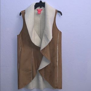 CATHERINE MALANDRIO Faux Suede Sherpa Vest